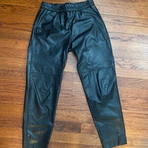 Faux leather black joggers